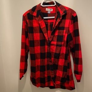 Red and black flannel boyfriend button up